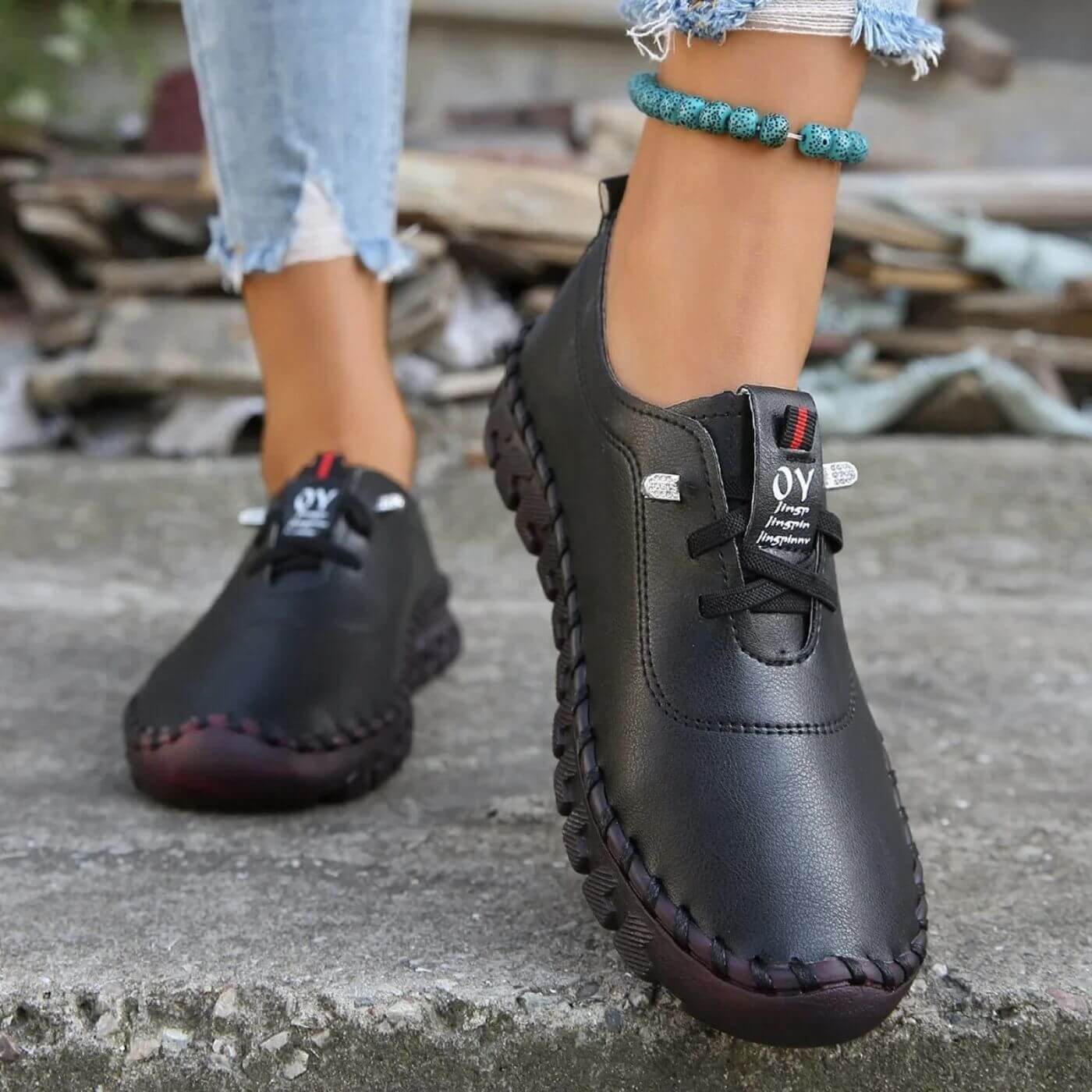 Dames Orthopedische Schoenen – Comfortabele PU Leren Sneakers met Voetboogondersteuning en Antislip Zool