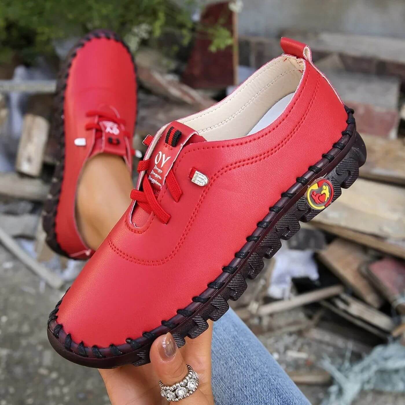 Dames Orthopedische Schoenen – Comfortabele PU Leren Sneakers met Voetboogondersteuning en Antislip Zool