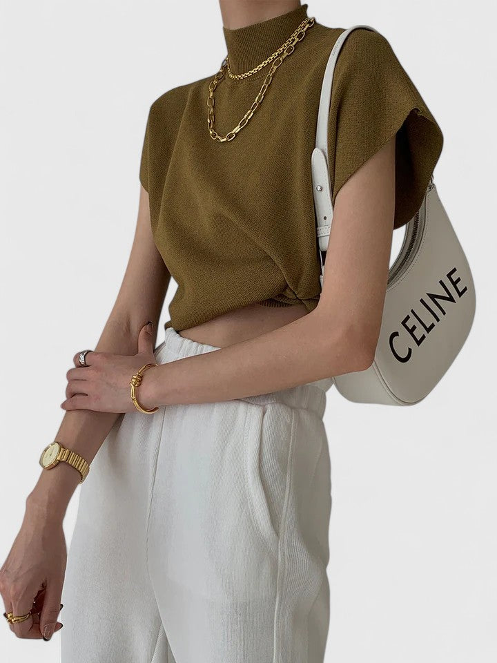 Elegante Dames Top – Veelzijdig Effen Ontwerp, Comfortabele Stretch Pasvorm, Dagelijkse Essential