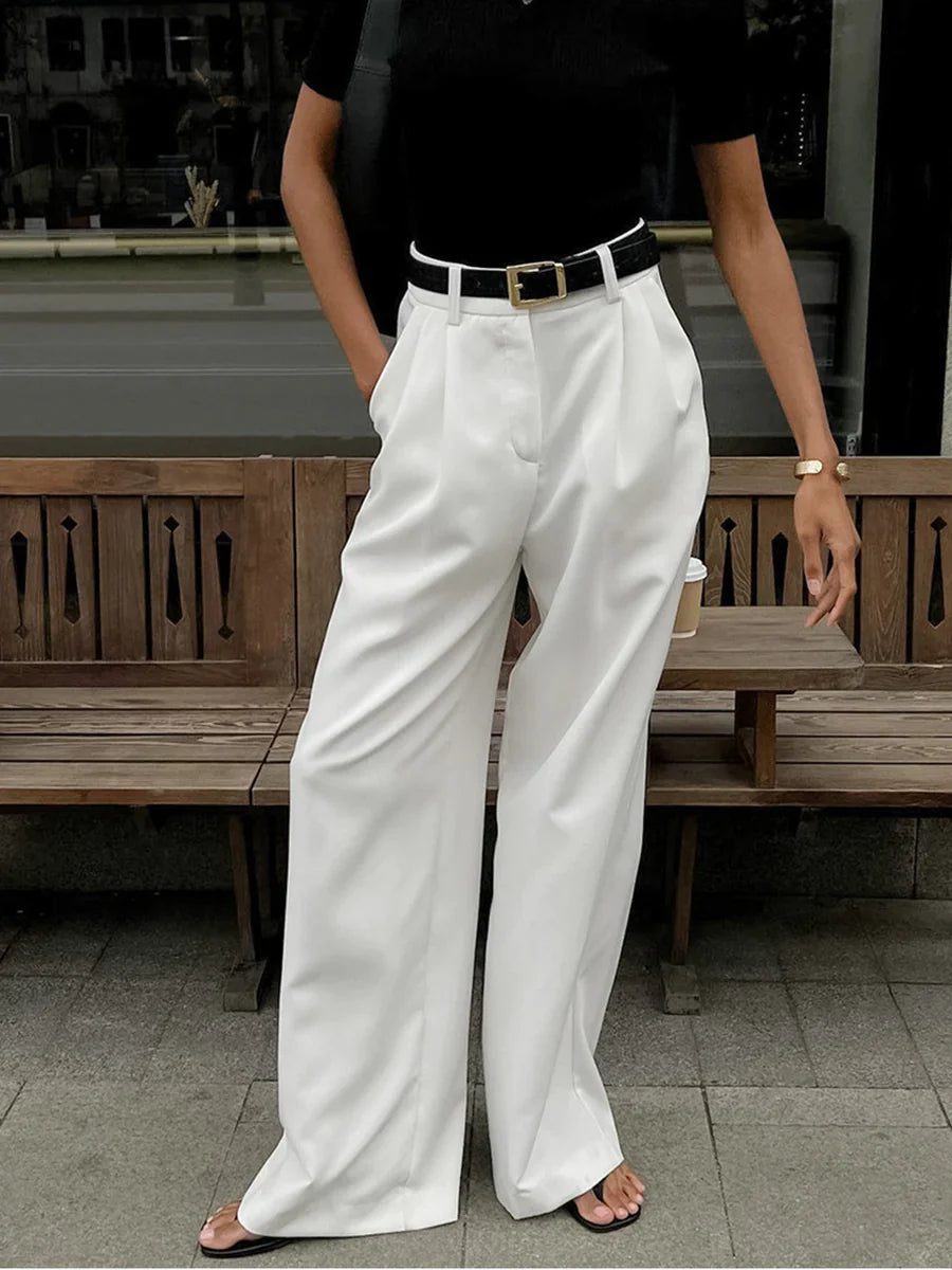Dames Wijde Broek – Hoge Taille Losse Pantalon van Lichtgewicht Geweven Stof