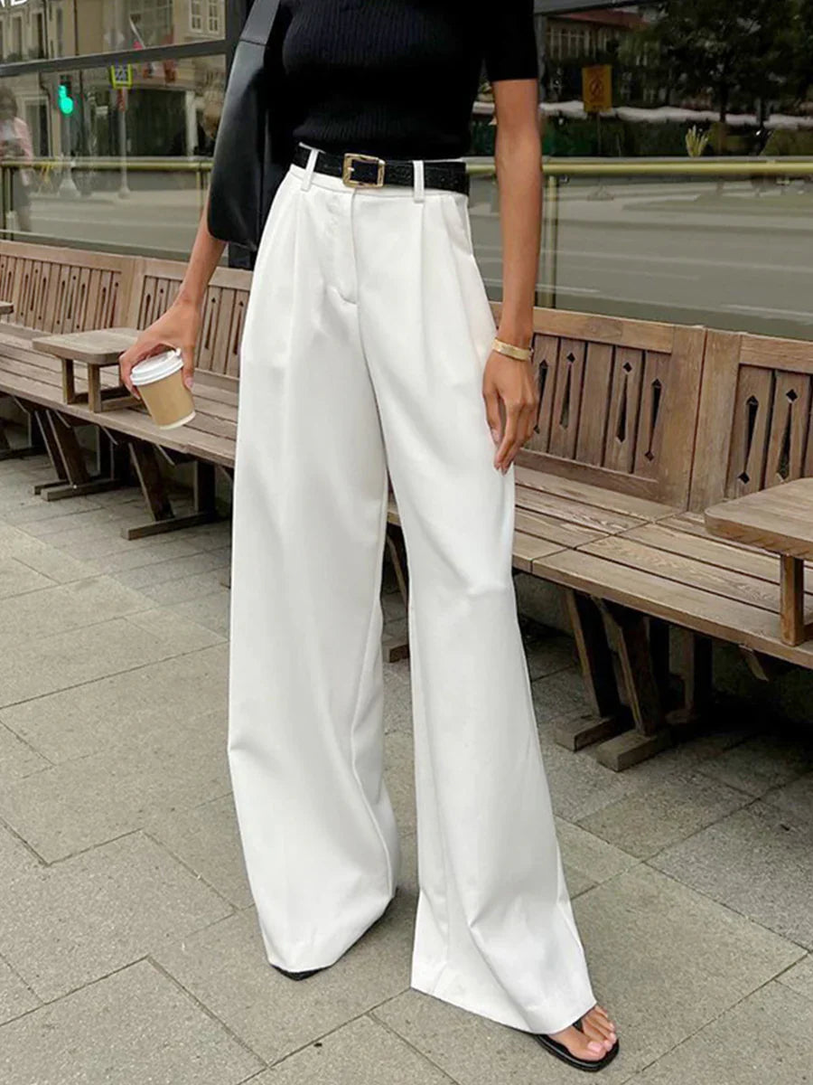 Dames Wijde Broek – Hoge Taille Losse Pantalon van Lichtgewicht Geweven Stof