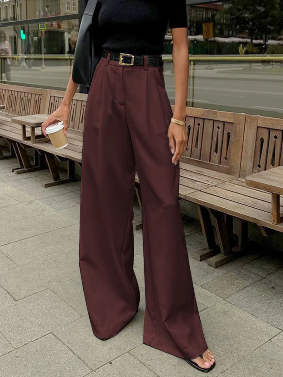 Dames Wijde Broek – Hoge Taille Losse Pantalon van Lichtgewicht Geweven Stof