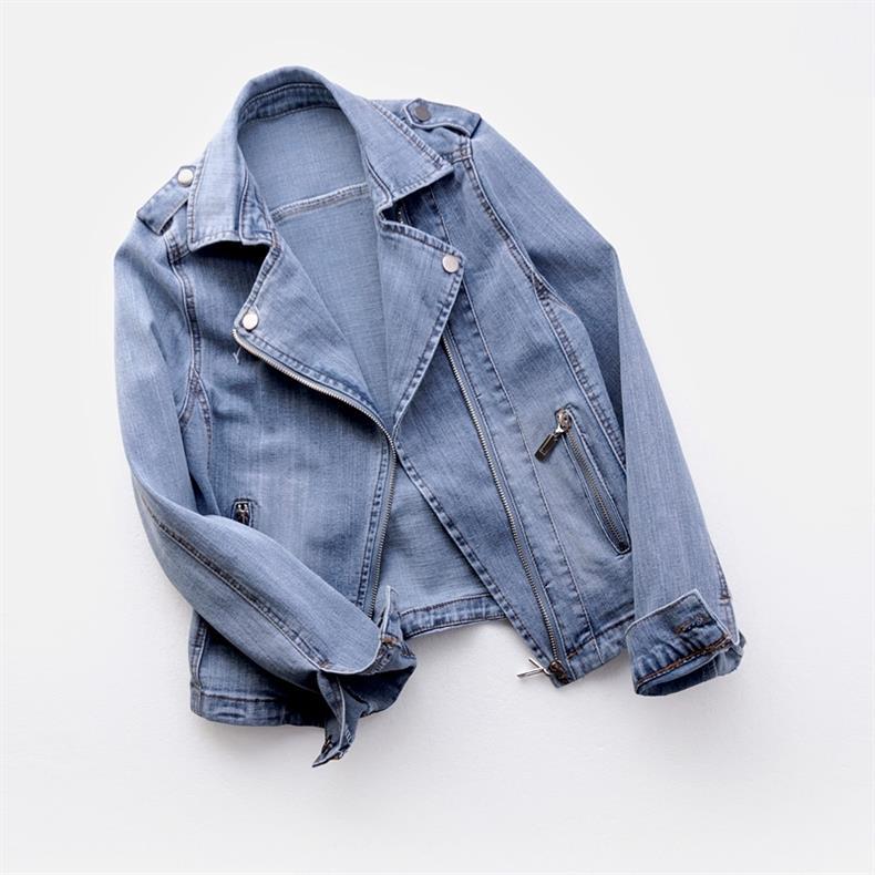Denim Ritsjack – Slim Fit Moto Jacket van Biologisch Katoen met Moderne Ritsdetails