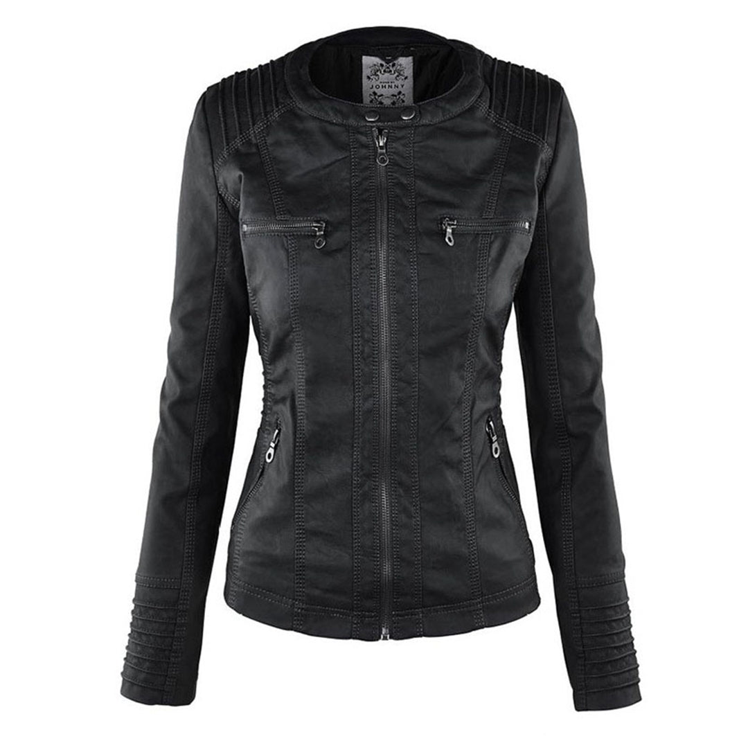 Dames Jas van Imitatieleer met Capuchon – Getailleerd, Lichtgewicht, Tussenjas