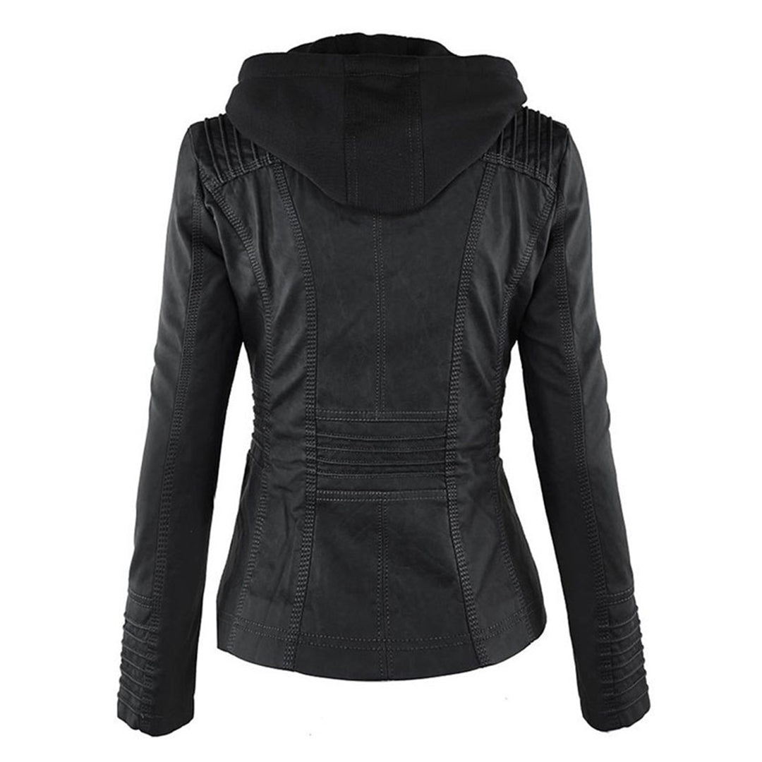 Dames Jas van Imitatieleer met Capuchon – Getailleerd, Lichtgewicht, Tussenjas