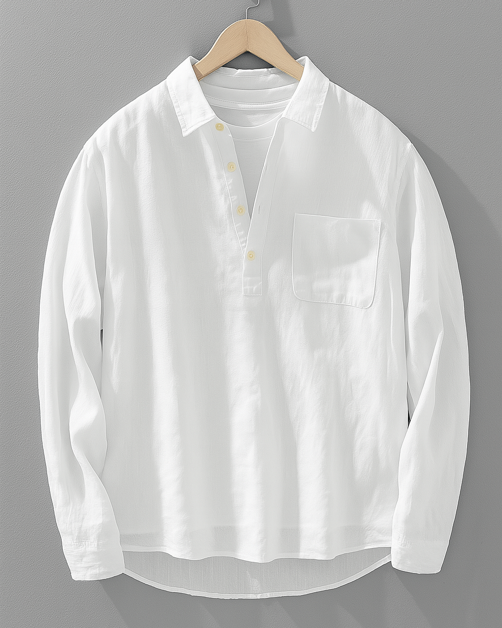 Casual Heren Lange Mouw Katoen-Linnen Shirt – Lichtgewicht, Comfortabel & Modern