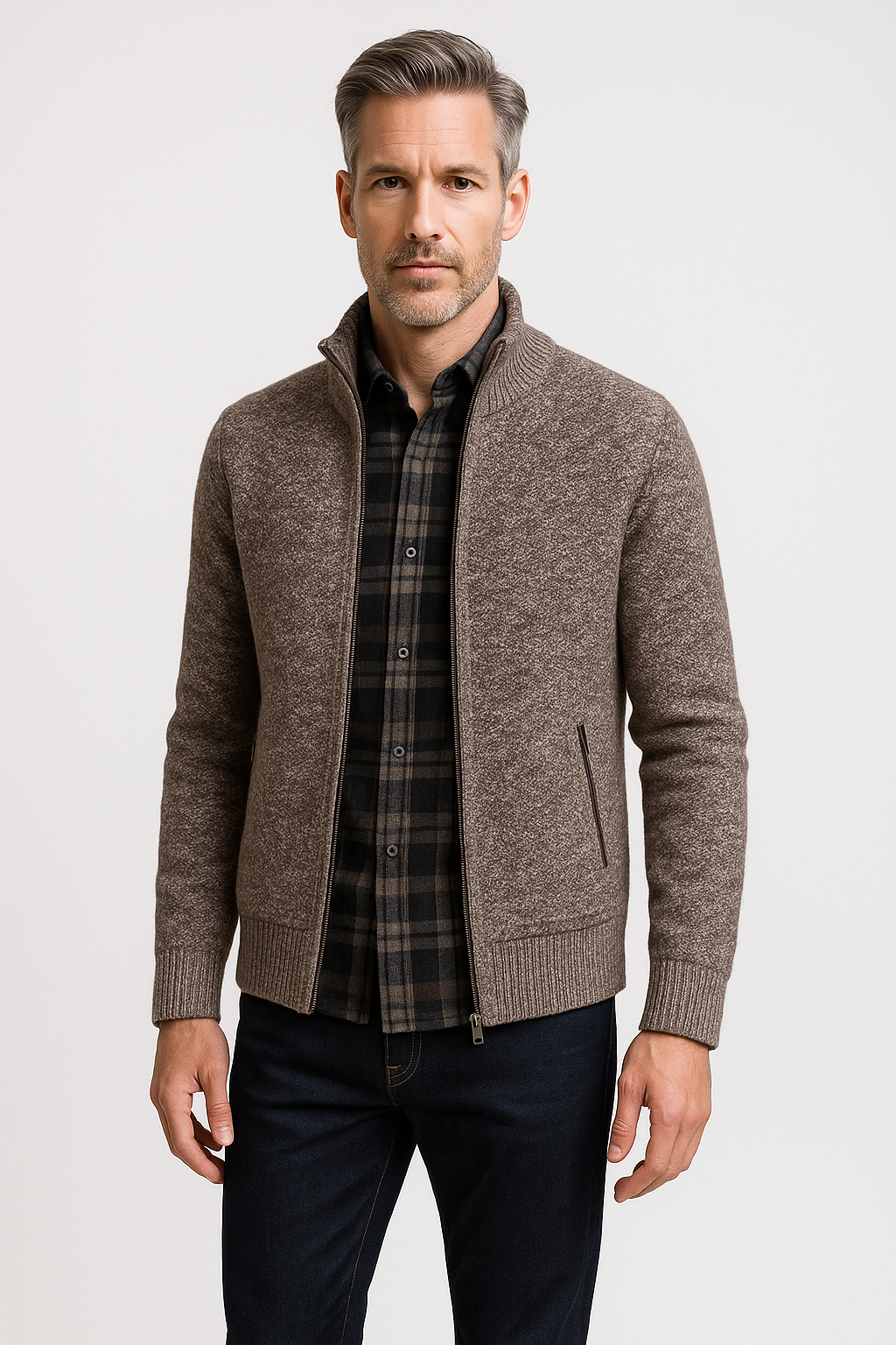 Heren Gebreid Vest met Rits – Comfortabele Lichtgewicht Trui Jas voor Casual & Kantoor