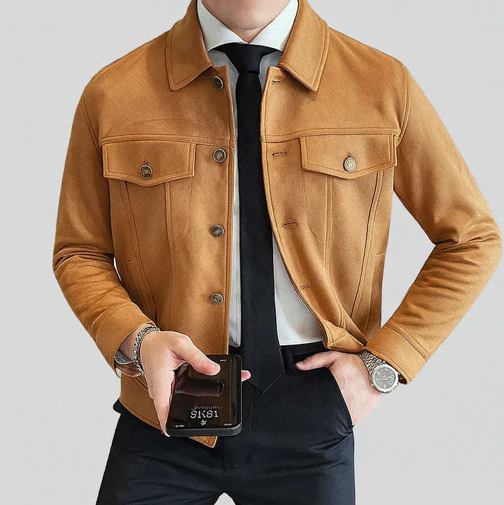 Elegante Suède Jas met Lange Mouwen – Luxe, Comfort en Tijdloze Stijl