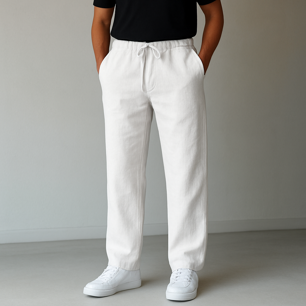 Heren Linnen Broek met Verstelbare Taille – Luchtige Zomerbroek voor Comfort en Stijl