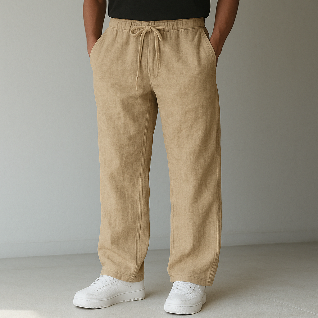 Heren Linnen Broek met Verstelbare Taille – Luchtige Zomerbroek voor Comfort en Stijl