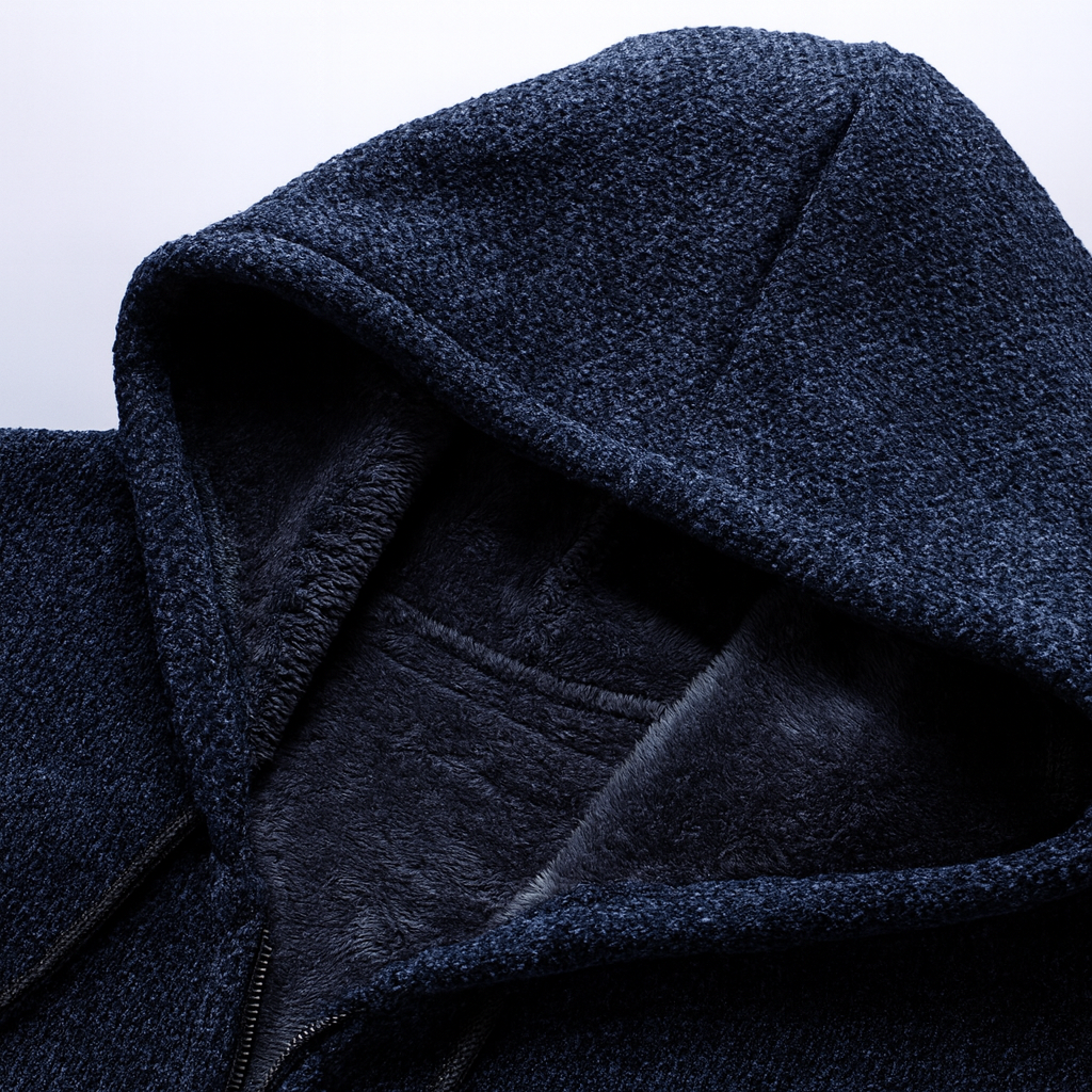 Gevoerde Overjas – Stijlvolle Herenjas met Warme Fleece Voering & Capuchon
