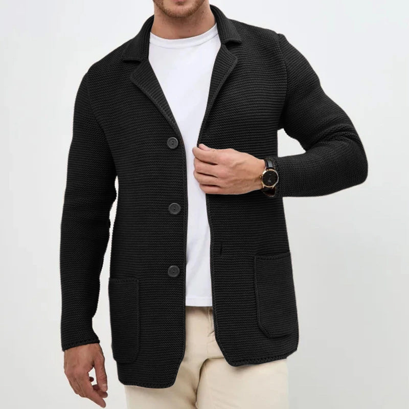 Gezellige Knopen-Voorkant Gebreide Heren Cardigan – Stijlvolle, Warme en Comfortabele Herentrui