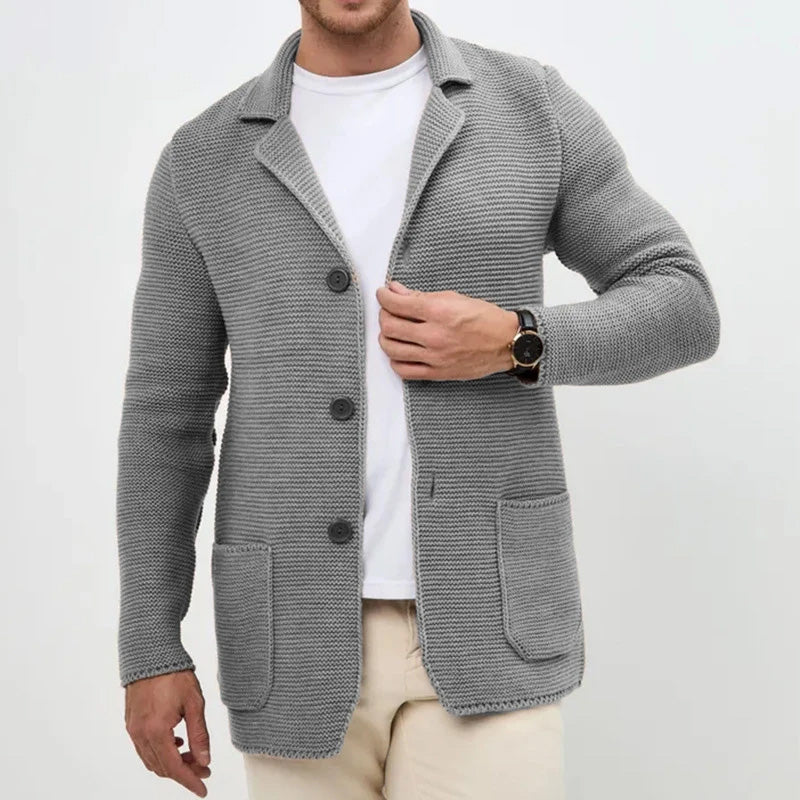 Gezellige Knopen-Voorkant Gebreide Heren Cardigan – Stijlvolle, Warme en Comfortabele Herentrui
