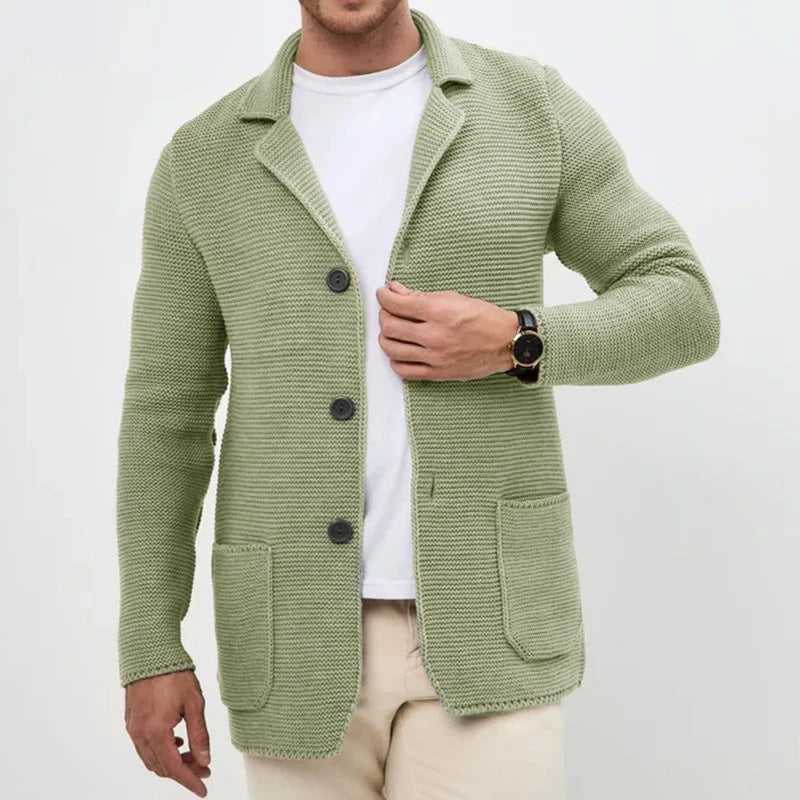 Gezellige Knopen-Voorkant Gebreide Heren Cardigan – Stijlvolle, Warme en Comfortabele Herentrui