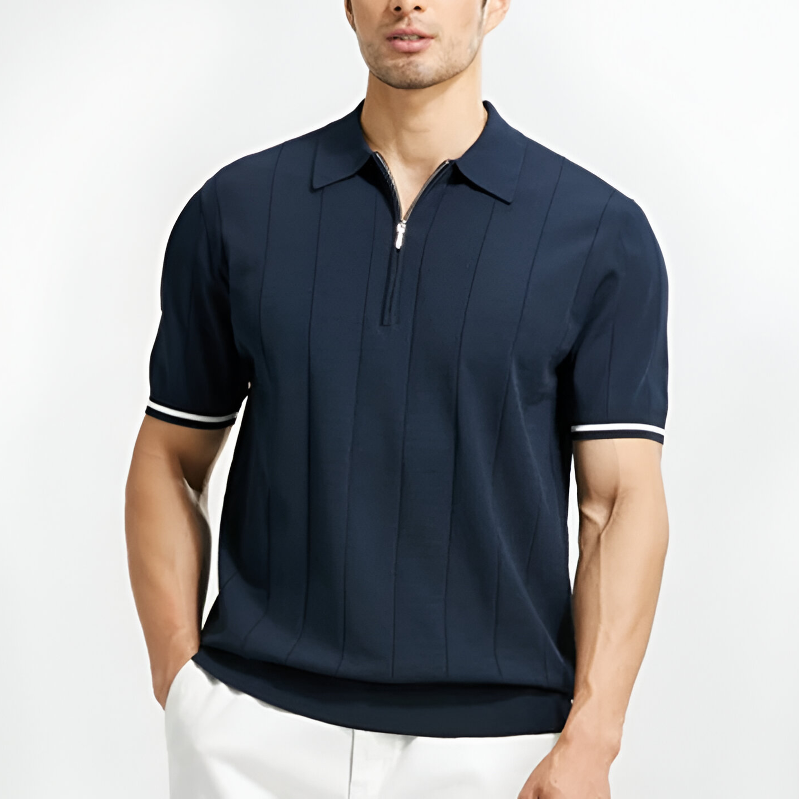 Heren Slim Fit Zip Poloshirt – Lichtgewicht, Ademend & Stijlvolle Casual Top