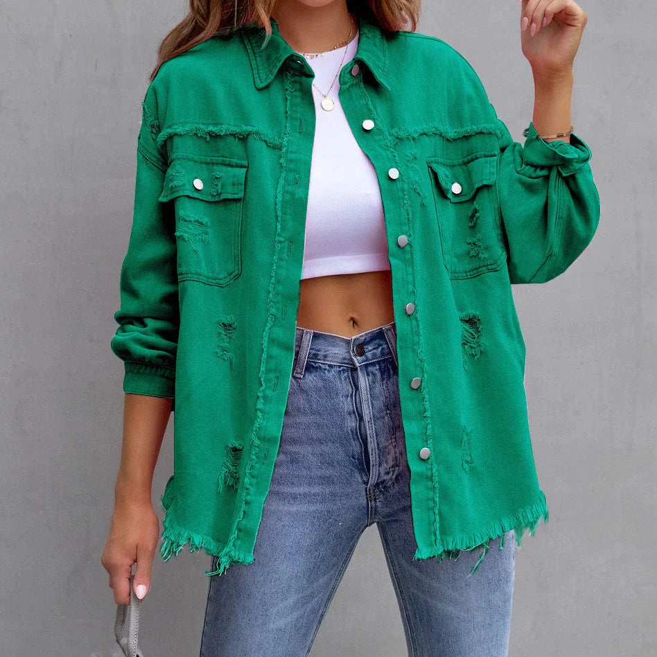 Trendy & Versleten Denim Jeansjack – Stijlvol, Comfortabel & Perfect voor Elke Dag