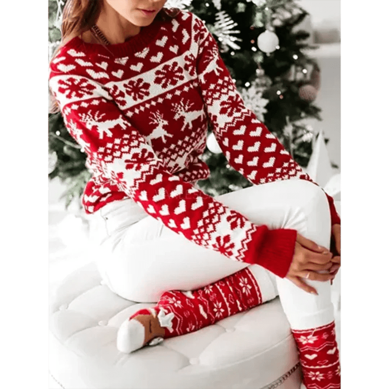 Dames Gebreide Kersttrui met Modern Breipatroon – Warm en Comfortabel voor de Winter, Loose Fit, Diverse Kleuren, S-XL 3