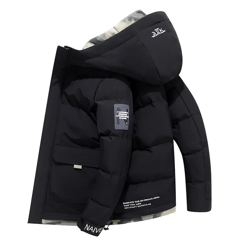 Warme Herenparka met Vaste Capuchon – Waterdichte Stijlvolle Winterjas, Comfortabele Puffer Coat