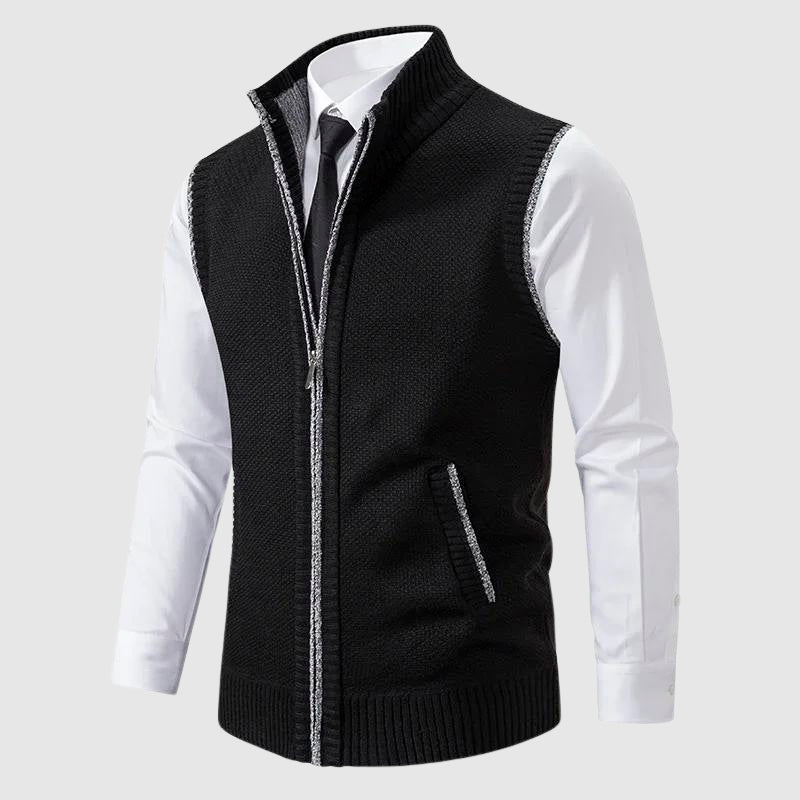Zip-Up Sweater Vest – Moderne Mouwloze Wolblend Bodywarmer met Rits