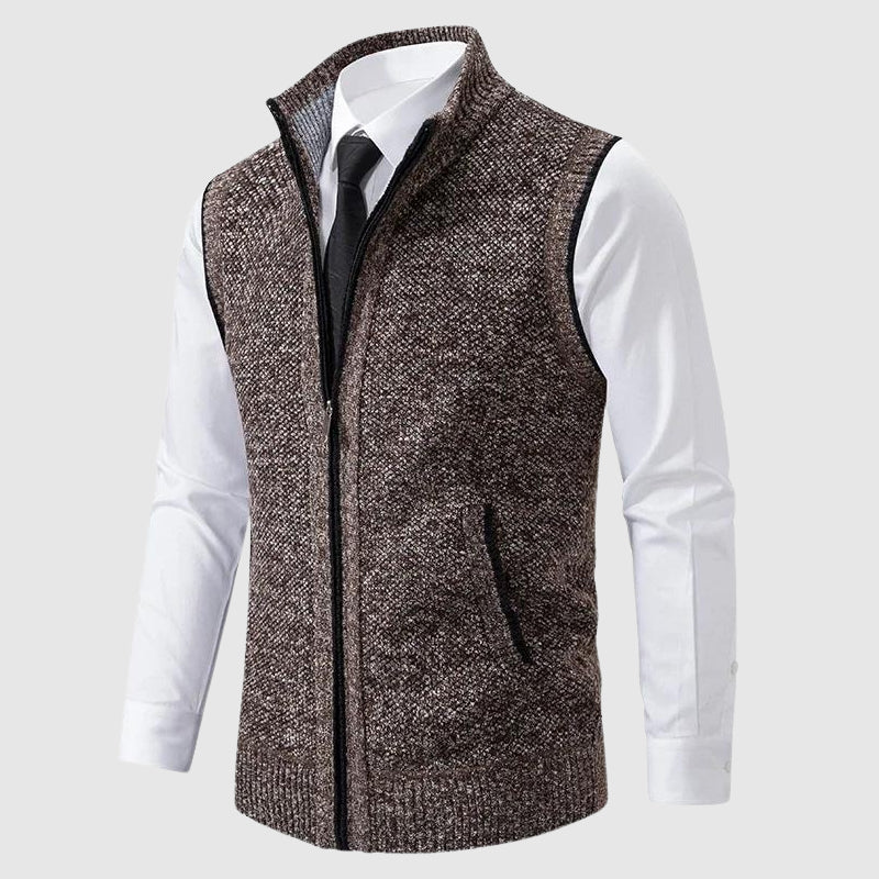 Zip-Up Sweater Vest – Moderne Mouwloze Wolblend Bodywarmer met Rits