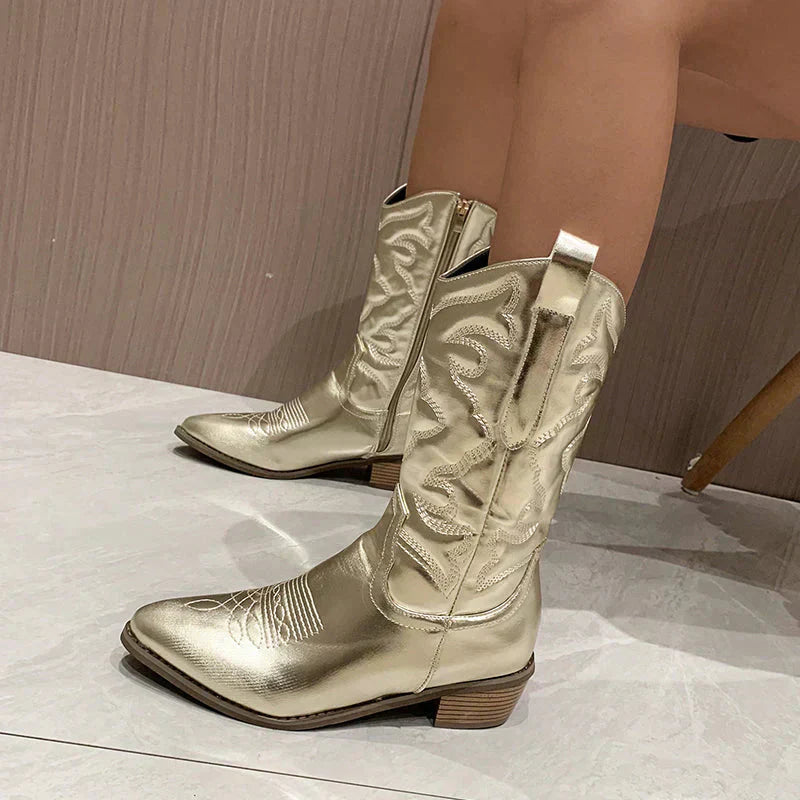 Cowboy Boots Dames – Western Laarzen met Stiksel & Comfortabele Hak