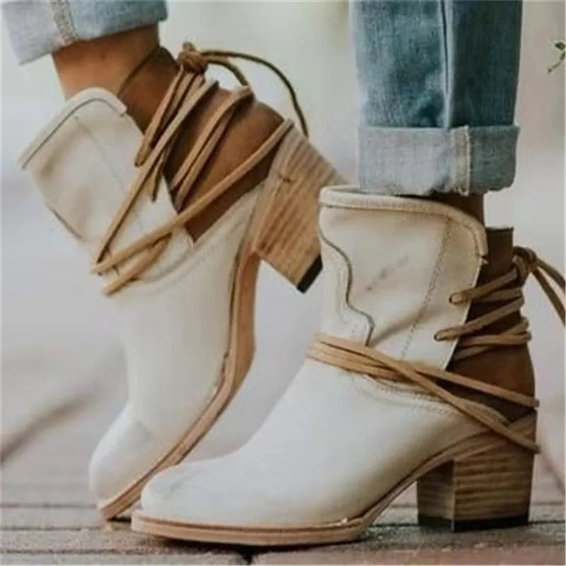 Dames Retro Western Enkellaarzen – Vintage Cowboy Geïnspireerde Stijl