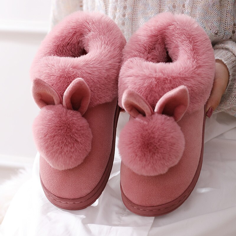 Fluffy Konijnen Pantoffels voor Dames – Zachte, Warme & Schattige Pluche Slippers voor de Winter