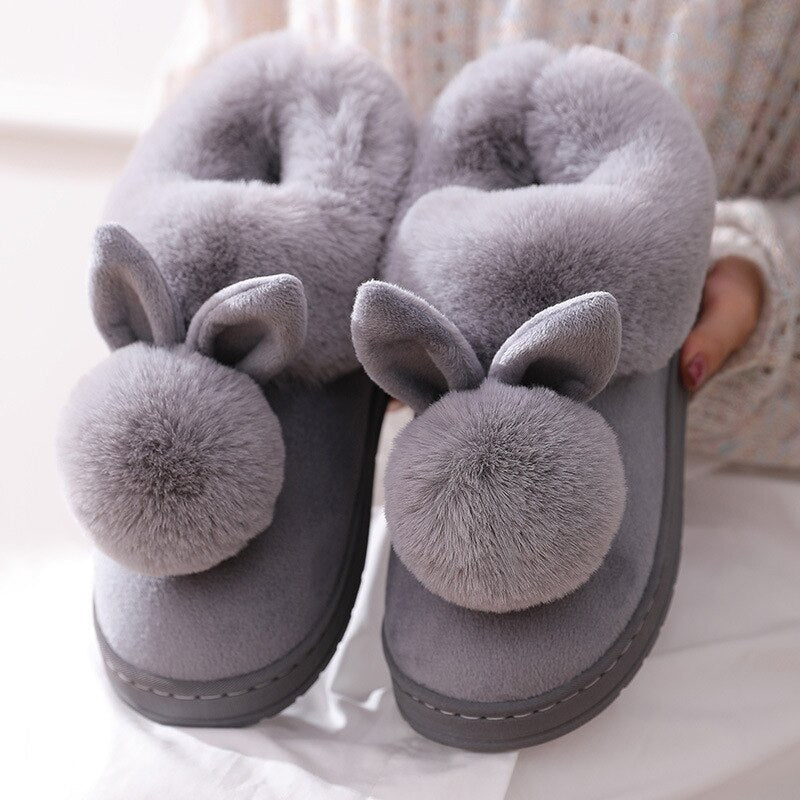 Fluffy Konijnen Pantoffels voor Dames – Zachte, Warme & Schattige Pluche Slippers voor de Winter