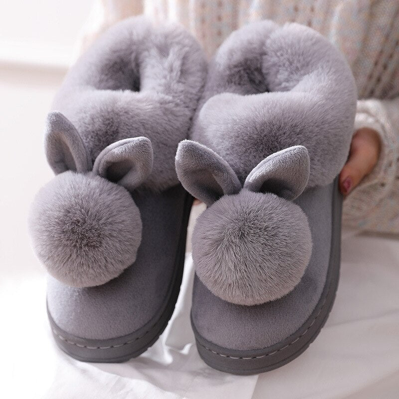 Fluffy Konijnen Pantoffels voor Dames – Zachte, Warme & Schattige Pluche Slippers voor de Winter
