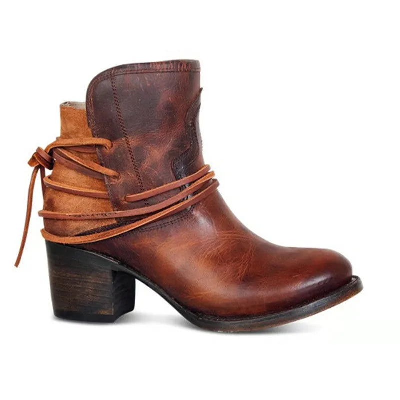 Dames Retro Western Enkellaarzen – Vintage Cowboy Geïnspireerde Stijl