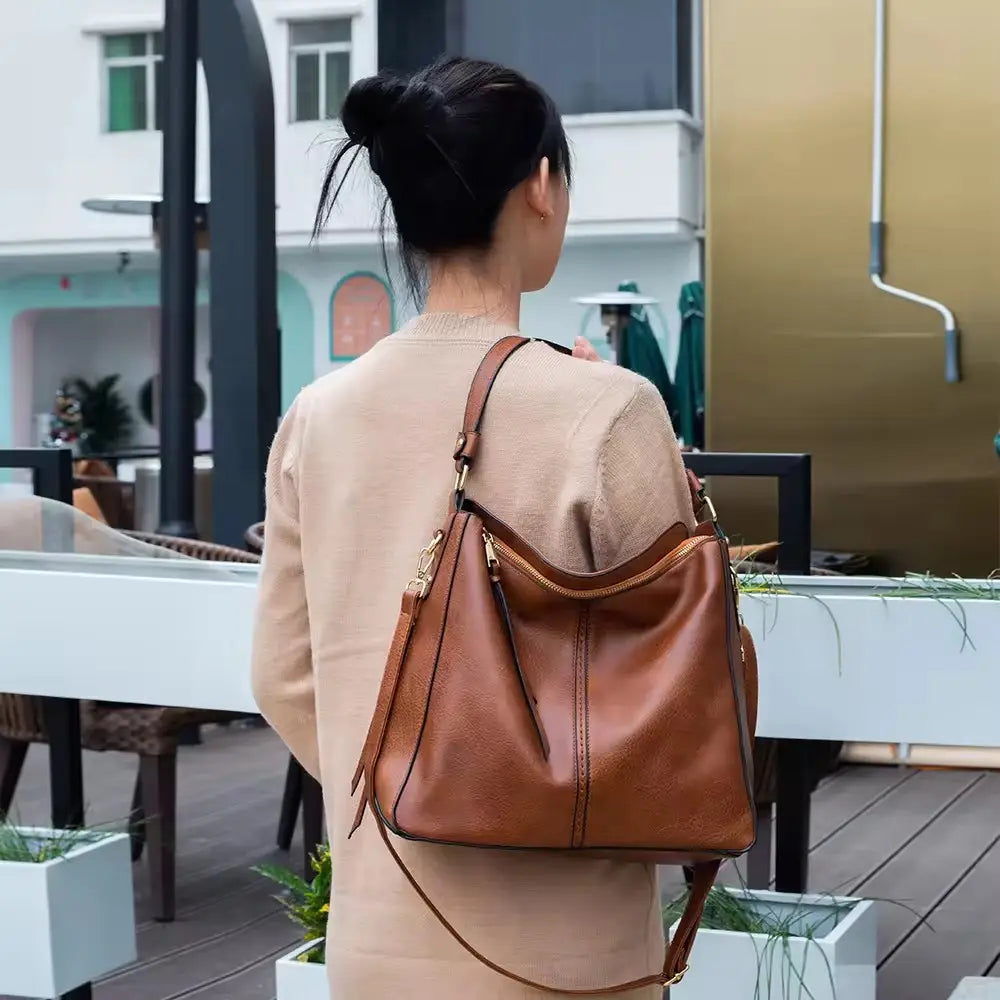 Luxe Hobo Anti-Diefstal Handtas – Elegante & Ruime Vegan Leren Schoudertas