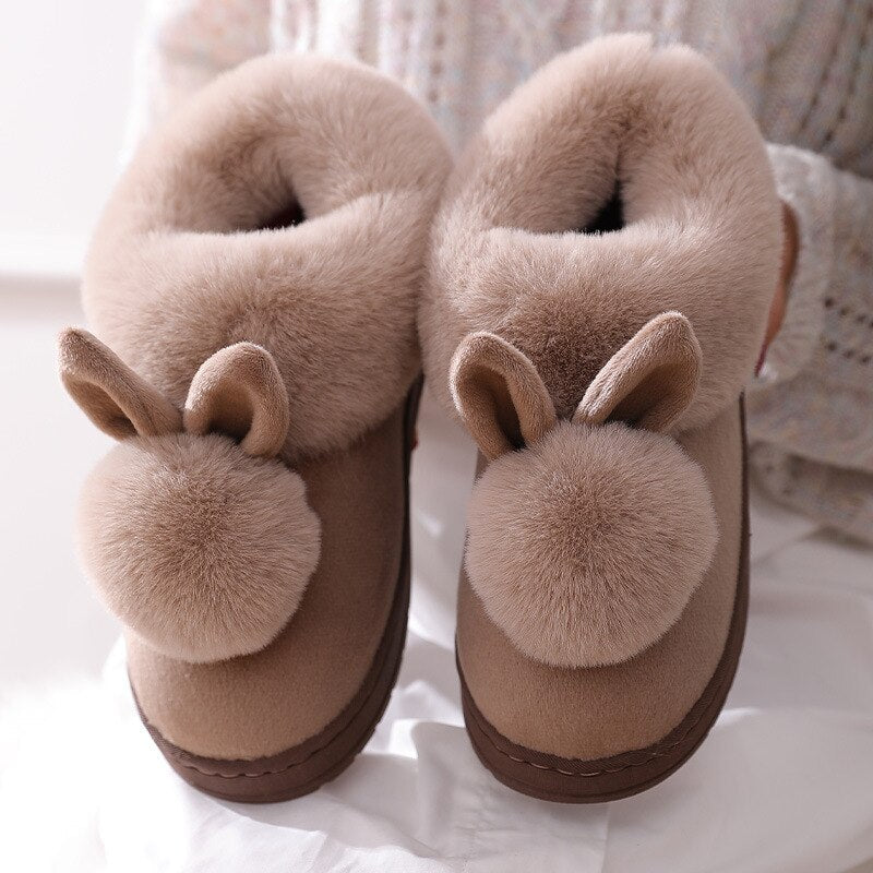 Fluffy Konijnen Pantoffels voor Dames – Zachte, Warme & Schattige Pluche Slippers voor de Winter