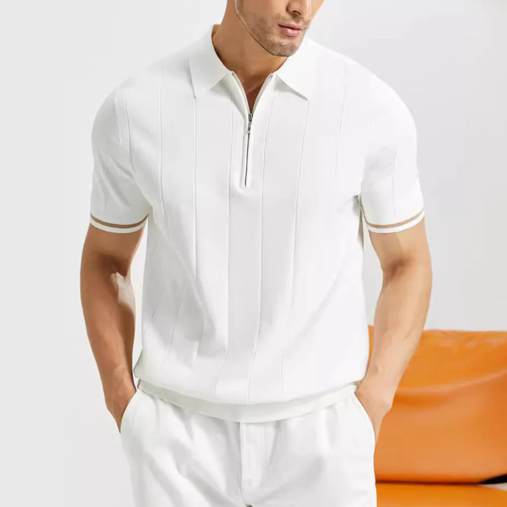 Heren Slim Fit Zip Poloshirt – Lichtgewicht, Ademend & Stijlvolle Casual Top