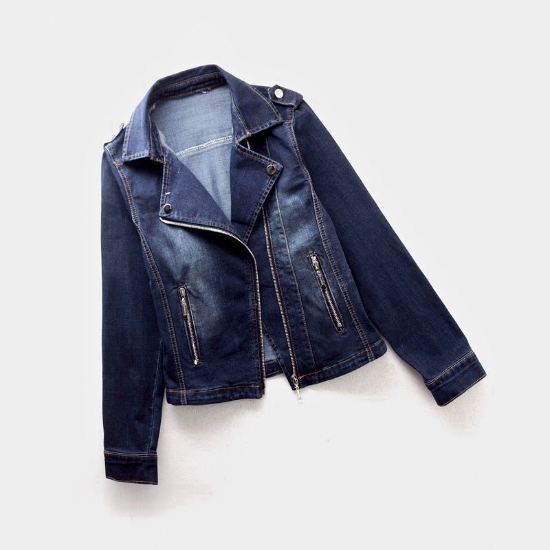 Denim Ritsjack – Slim Fit Moto Jacket van Biologisch Katoen met Moderne Ritsdetails