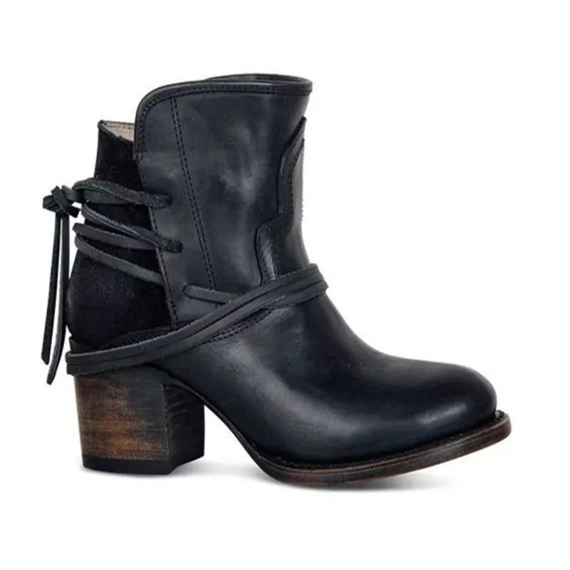 Dames Retro Western Enkellaarzen – Vintage Cowboy Geïnspireerde Stijl