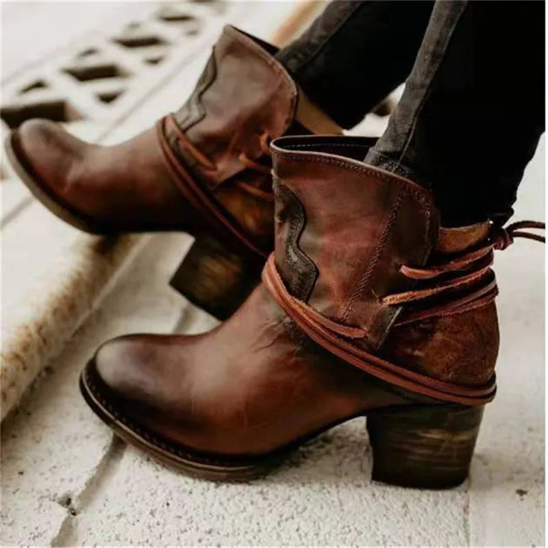 Dames Retro Western Enkellaarzen – Vintage Cowboy Geïnspireerde Stijl
