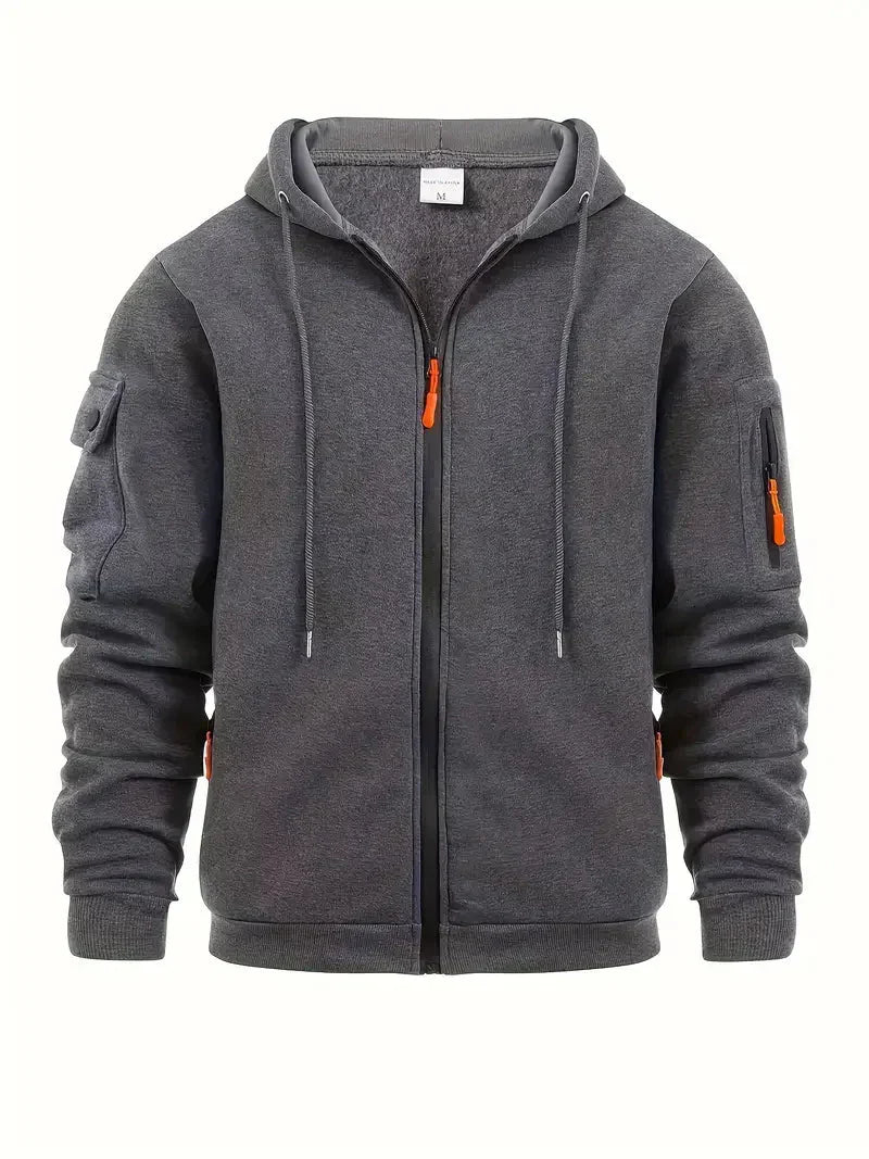 Klassieke Heren Hoodie met Rits – Casual Zip-Up Sweatshirt voor Dagelijks Gebruik