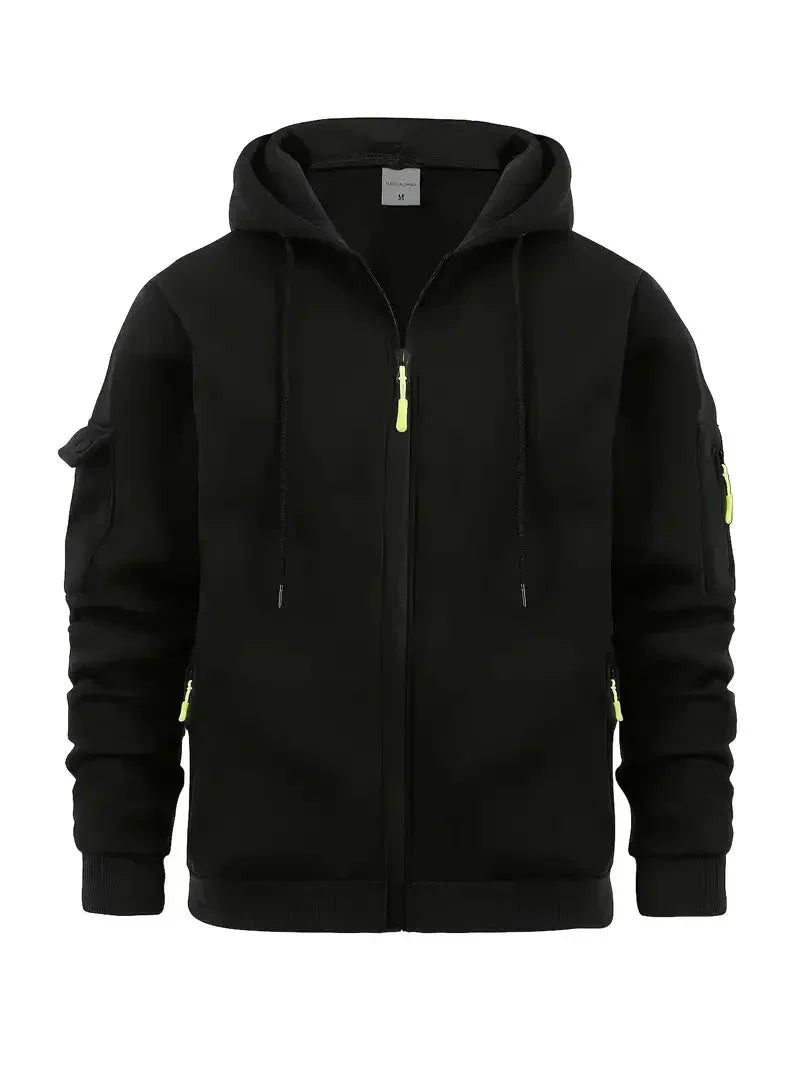 Klassieke Heren Hoodie met Rits – Casual Zip-Up Sweatshirt voor Dagelijks Gebruik