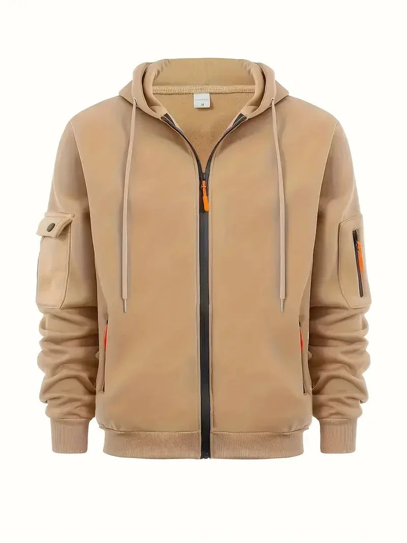 Klassieke Heren Hoodie met Rits – Casual Zip-Up Sweatshirt voor Dagelijks Gebruik