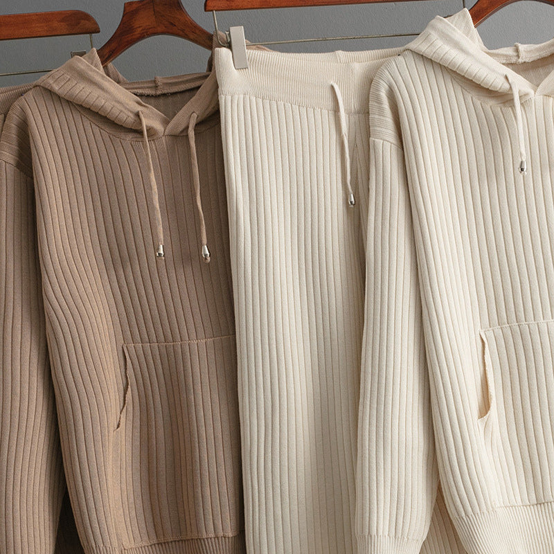 Set van Katoenen Casual Kleding – Comfortabele Hoodie en Broek voor Dagelijks Gebruik