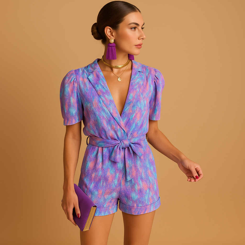 Lichtgewicht Zomerjumpsuit met Riem – Vrolijke Print, Comfortabele Pasvorm