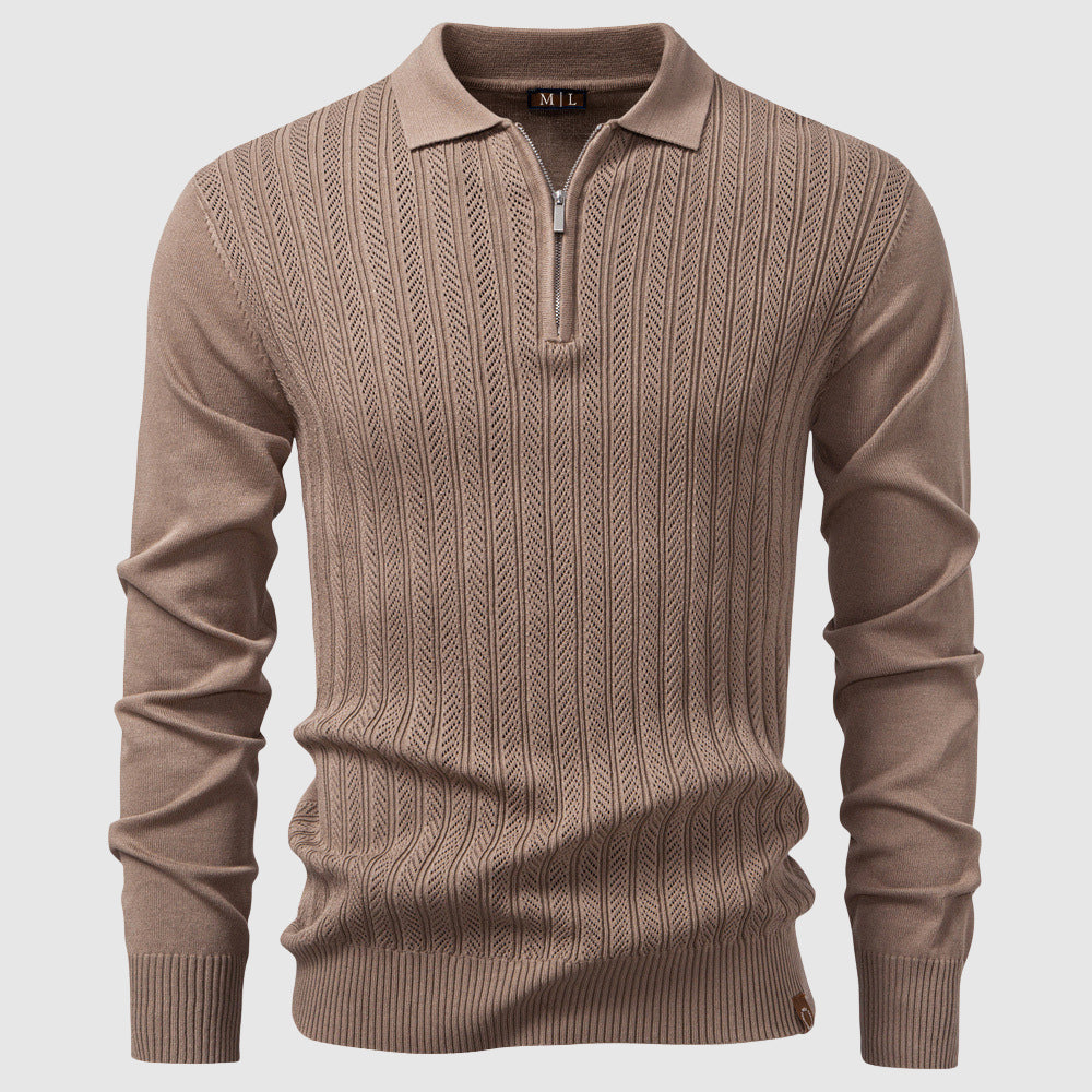 Urbano Sweater – Luxe Kabelbrei Trui met Halve Rits en Sportieve Stijl