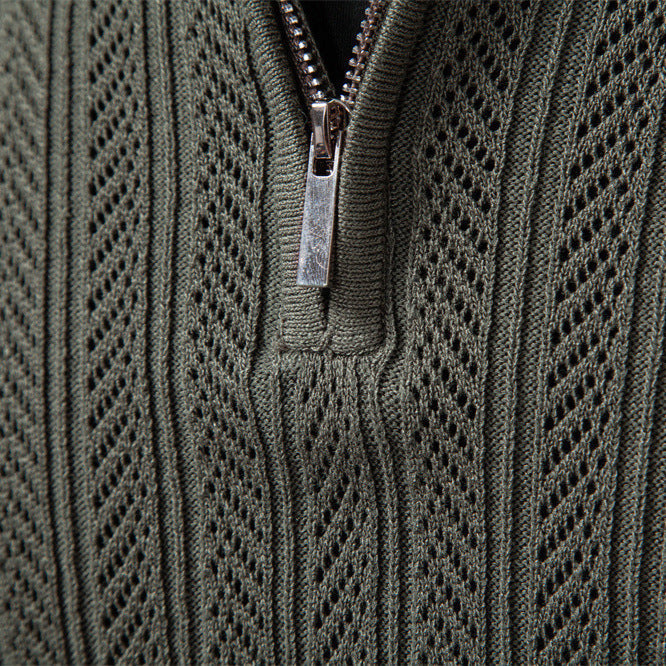 Urbano Sweater – Luxe Kabelbrei Trui met Halve Rits en Sportieve Stijl