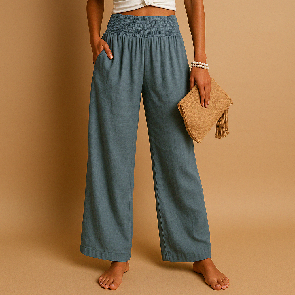 Luchtige Broek Dames met Rechte Pijpen en Elastische Taille – Comfortabel en Ademend voor Zomerse Dagen