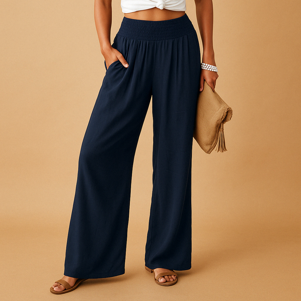 Luchtige Broek Dames met Rechte Pijpen en Elastische Taille – Comfortabel en Ademend voor Zomerse Dagen