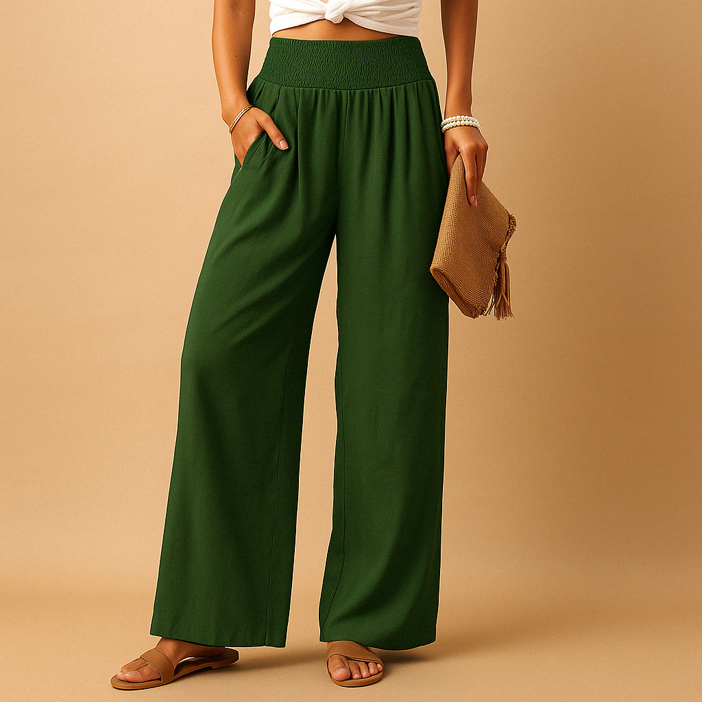 Luchtige Broek Dames met Rechte Pijpen en Elastische Taille – Comfortabel en Ademend voor Zomerse Dagen