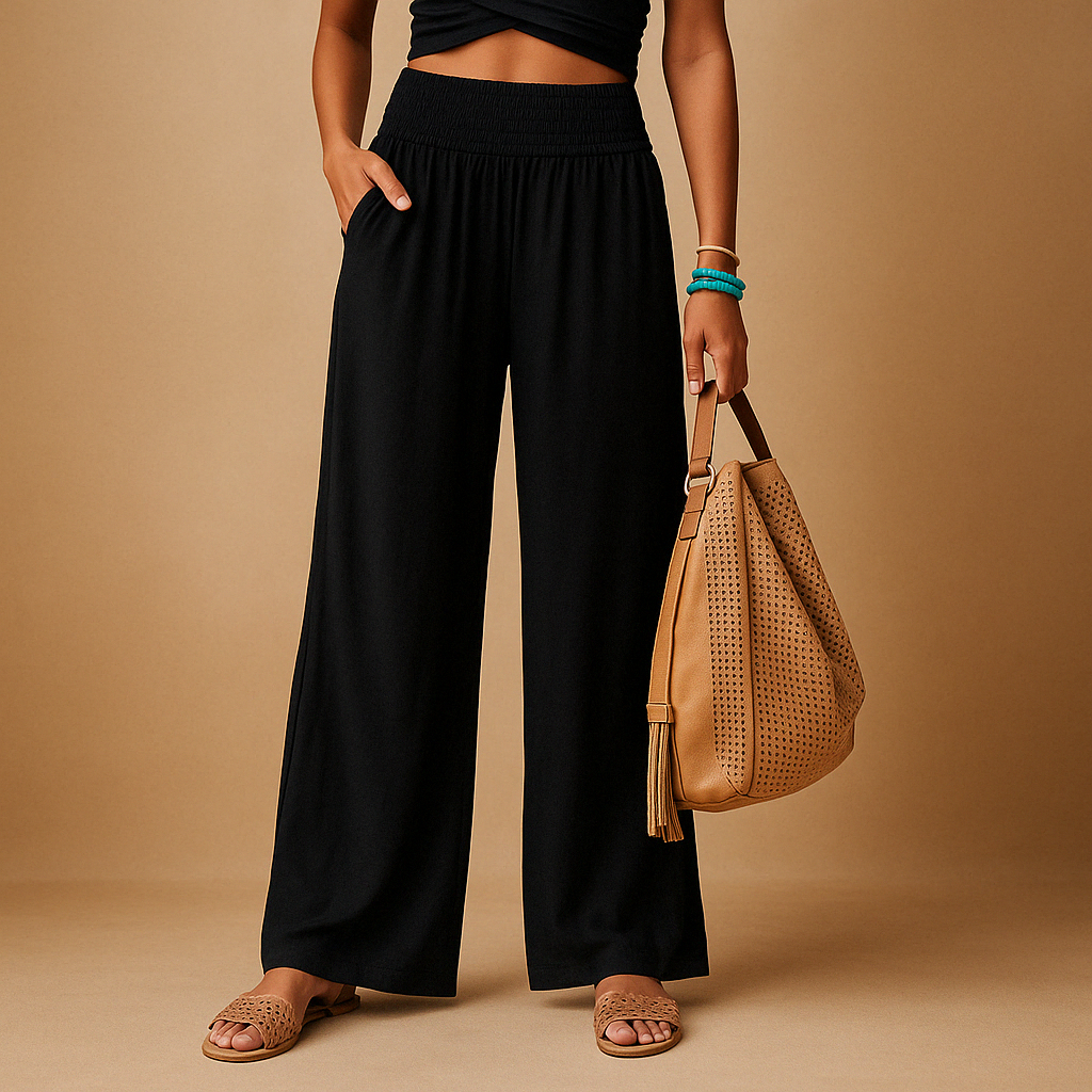 Luchtige Broek Dames met Rechte Pijpen en Elastische Taille – Comfortabel en Ademend voor Zomerse Dagen