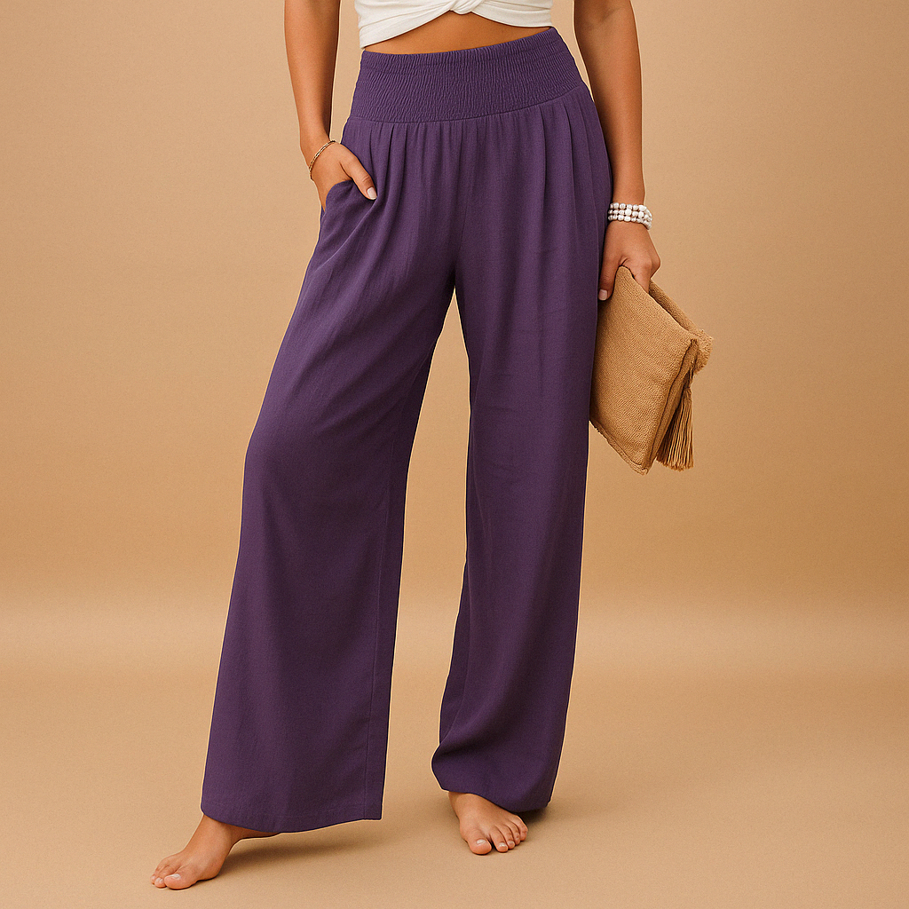 Luchtige Broek Dames met Rechte Pijpen en Elastische Taille – Comfortabel en Ademend voor Zomerse Dagen