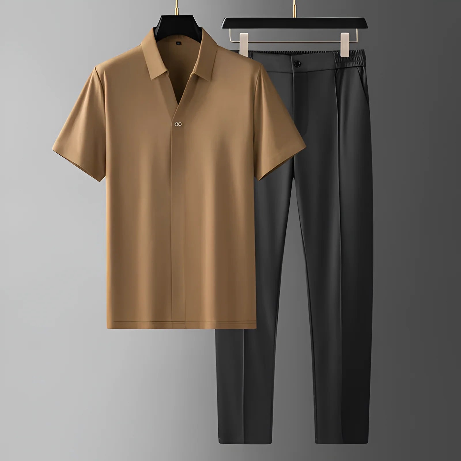 Ontspannen Polo Lounge Set – Zachte Modal Mix, Casual Chic Loungewear voor Dagelijks Comfort
