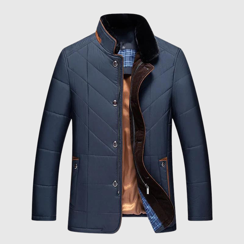 Heren Gevoerde Geïsoleerde Winterjas – Warme, Stijlvolle & Comfortabele Jas met Bontkraag voor de Winter